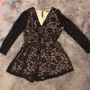 BLACK PLUS SIZE LACE ROMPER